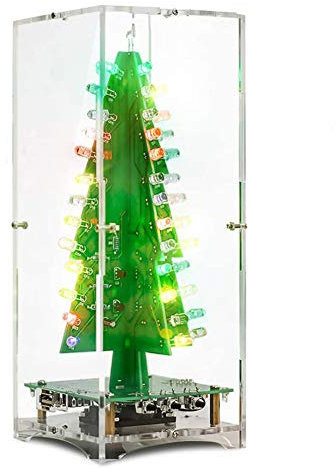 ECOSWAY 3D Albero di Natale Music Box Saldatura Pratica Progetto FAI DA TE Elettronica Scienza Assemblare Kit con 7 Colori Flash Light Nuovo