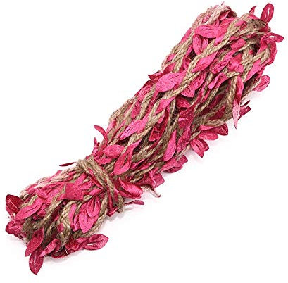 Cordelette 10m simulation feuilles vertes tisser corde de chanvre bricolage mariage anniversaire décoration de mariage rattan cadeau bouquet emballage corde 5mm Ficelle Jute (Color : Rose red)