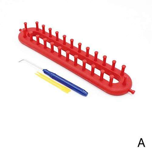 SEIWEI 1 x Webstüh-Set, Strick-Bastelset, langer Strickwebstuhl für Socken, Schal, Mütze, 26 cm, Rot