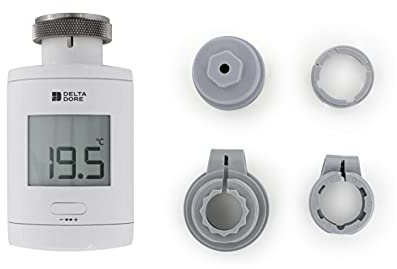 Delta Dore Tête Thermostatique TRV 1.0 et adaptateurs. Chauffage connecté, Programmation, Contrôle vocal - 6050649 Blanc
