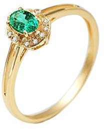 AMDXD Verlobungsring Rosegold, 18K Rotgold Diamant Ringe 0.1ct Oval Smaragd mit Diamant, Rose Gold, Gr.60 (19.1), Umfang: 60mm, Echte Goldserie