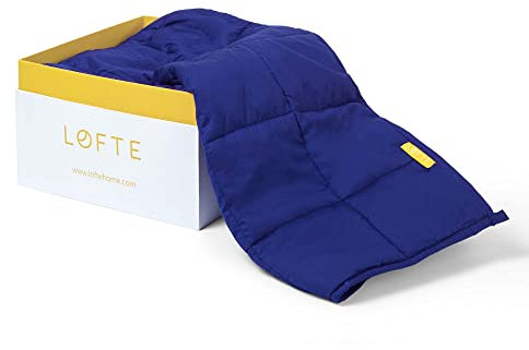 LØFTE Weighted Blanket - 6.8kg Anxiety relief Weighted Blanket for Adults, 100% Cotton Double Bed Throw for Sleep Aid, Stress Relief - Heavy Blanket in Blue