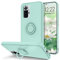YINLAI Coque pour Xiaomi Redmi Note 10 Pro/Note 10 Pro Max Caoutchouc Liquide avec 360° Ring Stand Etui Xiaomi Redmi Note 10 Pro Housse de Silicone Antichoc Cover Xiaomi Note 10 Pro Max - Cyan Clair