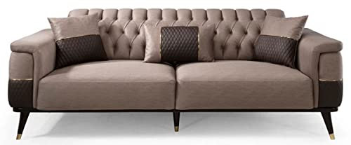 Casa Padrino Luxus Schlafsofa Braun/Dunkelbraun/Gold 225 x 94 x H. 83 cm - Modernes Wohnzimmer Sofa - Wohnzimmer Möbel