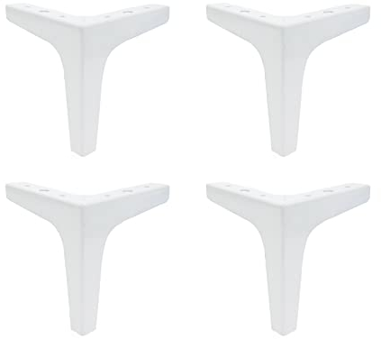 Geesatis 4 Pack White Triangle Furniture Legs Height 150mm / 6inch Sofa Legs Foot Replacement for Decor Furniture, with Mounting Screws