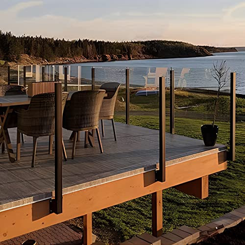 MLYYJH Garde Corps Verre Poteau Escalier INOX Montage latéral Poteau de Garde-Corps en Verre - Carré 10 × 10 cm Pince de Garde-Corps Noire, Extérieur/Balcon/Hôtel/Jardin/Bureau