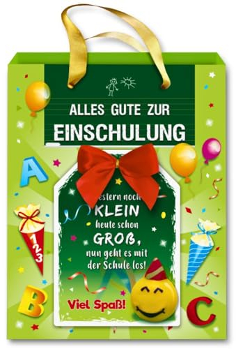 Geschenktüte - Alles Gute zur Einschulung - mit Glückwunschkarte | Geschenktasche mit Karte | Geschenk zur Einschulung