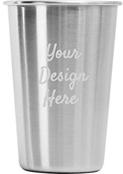 Muka Tazza da Pinta in Acciaio Inossidabile Personalizzata da 16 Once, Bicchieri in Metallo infrangibili per Eventi Indoor e Outdoor, incisi al Laser-Argento