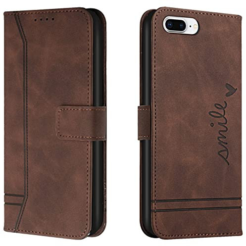 Lihondar Kompatibel mit iPhone 6S Plus/iPhone 6 Plus (5,5 Zoll) Hülle, Premium Handyhülle Leder Klappbar Schutzhülle Tasche Wallet mit Brieftasche [Standfunktion] Cover Flip Case Klapphülle (Braun)