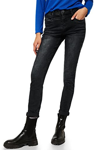 STREET ONE Damen A375797 Jeanshose High Waist, Black Washed, W26/L30