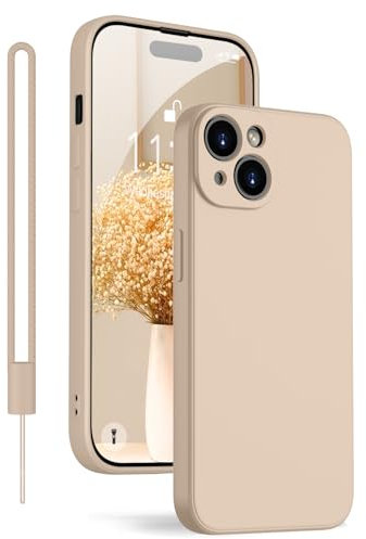 KPPIT for iPhone 13 Case Protective Case Silicone,Ultra Slim Soft Gel Anti-Scratch,Microfiber Lining,Rubber Shockproof Case Cover for iPhone 13 Khaki,6.1 inch
