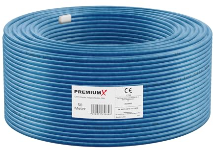 PremiumX 50m CAT 8 Network Cable Duplex LAN Cable Ethernet Data Cable S/FTP PiMF PoE Cca Cat8 Installation Cable