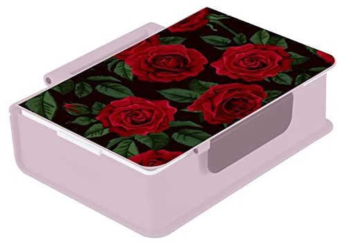 ODAWA Rote Rosen Bento-Box mit drei Fächern für Erwachsene und Kinder