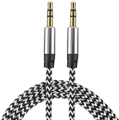 sourcing map Aux Kabel 3.5mm Stecker an Stecker Nylon Geflochten 3Ft Anschlusskabel Silber für Kopfhörer Smartphone Heim/Auto Stereoanlage Lautsprecher Computer