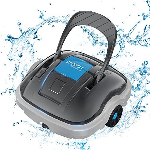 WYBOT Robot Limpiafondos Piscina Electrico sin Cable para Aspirador Piscinas de hasta 80m², 100 Mins Estacionamiento Automático, Robot Limpiafondos Piscina con Motores de Doble Tracción Gris