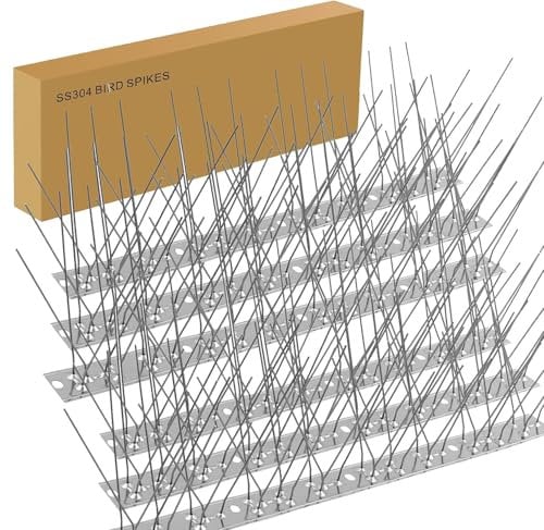 Kaiyaner Pinchos Antipalomas de Acero Inoxidable, 3,5M/14 Piezas Anti Pinchos Palomas con 40 Bridas para Cables, Pinchos para Palomas Robusto, Pinchos Antipajaros Pinchos Anti Palomas, Cuervos, Búhos