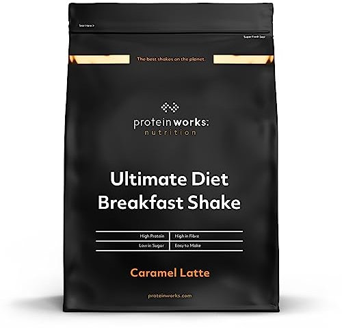 Protein Works - Ultimate Diet Breakfast Shake, Low Calorie Breakfast Shake, High Protein, Low Sugar Breakfast, 18 Servings, Caramel Latte, 1kg