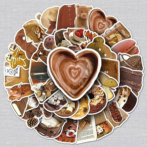 LYunMu Braun Aufkleber Braun Sticker Set 50 Stücke Niedlich Deko für Auto Laptop Skateboard Fahrrad Moped Motorrad Fahrrad Computer,Geeignet für Erwachsene Kinder