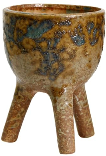 Yardwe Wohnkultur Vintage-Übertopf Dreibeiniger Blumenvase Keramik-Pflanztopf Retro-Blumenarrangement Boho-Steh-Pflanztopf Für Den Innen- Und Außenbereich Vase