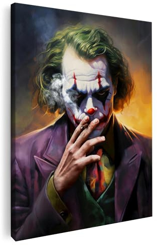 Artmazing | Joker Bild bunt | Bild Joker | S-Art Bilder | Jokerbilder Modern | Coole Wandbilder Wohnzimmer | Wandbild Joker Deko XXL | Bild Leinwand XXL | Buntes Poster für Wand