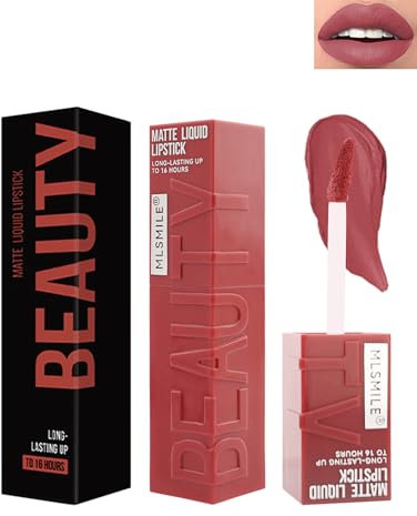Matte Velvet Lipstick 24 Hours Hold, Long-Lasting Waterproof, Full Coverage Ink Lip Tint Gloss, Highly Pigmented Liquid Lipstick, Non-Stick Cup Lip Gloss Makeup for Women, 03 Rose