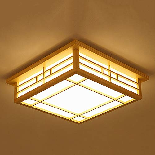 QRANSEUYXY Japanische Deckenleuchte, 45x45cm Holz Tatami Lampe, 220v LED Dimmbare Protokolle Deckenlampen für Schlafzimmer Wohnzimmer Korridor Zimme