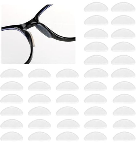YUXIANLB Silicone Eyeglass Nose Pads, 20 Pairs Anti Slip Nosepads with Sticky Backing for Glasses, Soft Nose Grips for Glasses and Sunglasses(Clear/1mm)