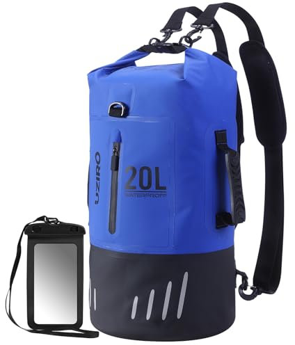 UZIRO Wasserdichter Packsack 20L, Dry Bag Rucksack, Wasserdichter Rucksack, wasserdichte Tasche, Seesack Wasserdicht, Waterproof Bag, Wasserfeste Tasche (Blau)