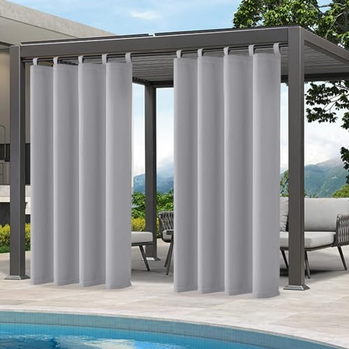 Qelus Rideau d'extérieur résistant aux intempéries, protection solaire avec fermeture Velcro, l 132 x H 213 cm, rideau extérieur imperméable, pour balcon, brise-vue, tonnelle, pergola, terrasse,