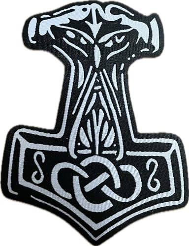 Thors Hammer Aufnäher/Patch zum aufnähen oder aufbügeln | Wikinger Thorhammer, Mjöllnir, Thor, Odin, Heidentum, Asatru