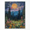 Yuaruo Kunstdruck auf Leinwand, Motiv: Vollmond über den Wildblumen, mystischer Midnight Woodland-Kunstdruck, Poster, Retro-Blumen und Bäume, Natur-Ölgemälde, dunkle Waldlandschaft, 30,5 x 40,6 cm,