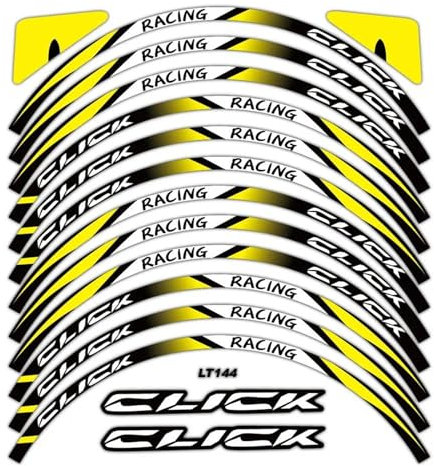 Motorradaufkleber Für KLICKEN 160 125i 125 150 150i Reflektierende Motorrad Zubehör Rad Aufkleber Innerhalb Der Nabe Aufkleber Felge Streifen Band(Gelb)