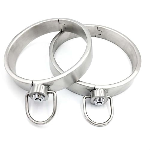 Tplkxurib Edelstahl Abschließbar Leicht Halsband SM Bondage Metall Halsreif,2 Größen Halsfessel Sex Halsbänder Fesseln Sklaven Kragen O Ring Erwachsene Spiel Spielzeug für Männer Frauen,Silber,Männer