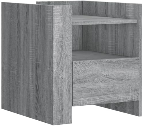 vidaXL Nachttisch, Nachtschrank mit Stauraum, Nachtkommode für Schlafzimmer, Nachtkonsole Zwei Montagemöglichkeiten, Grau Sonoma Holzwerkstoff