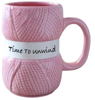 LOTUS YARNS Tasse tricotée fantaisie en forme de pelote de laine colorée, cadeau de Noël, d'anniversaire ou de fête des mères (rose)