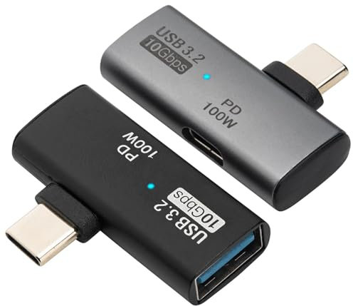 Leehitech 2 Pack USB C OTG Branch Adapter, 2 in 1 Type C to PD 100W Charging and USB 3.2 A 20Gbps Data Transfer Splitter Adapter for iPhone 16/15 series, MacBook, Samsung Galaxy S24/S23, Steam Deck