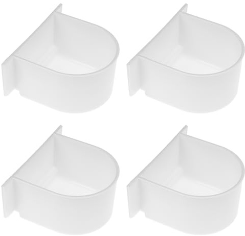 Toddmomy 4pcs Bird Trough Wild Bird Feeder Cage Feed Container Chicken Cage Feeder Tray Food Feeding Dish Feeding Bowls Perch Plastic White