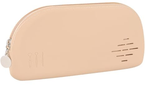 DAMILY Beauty Case in Silicone Impermeabile, Borsa Cosmetica Portatile Da Viaggio,Borsa Per Pennelli Da Trucco E Traspirante, Portafoglio Della Borsa Cosmetica Della Chiusura Lampo,Unisex (Cachi)
