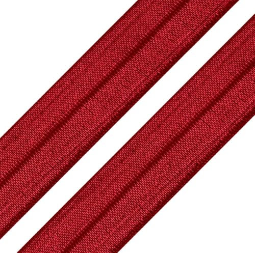 1m Einfassband 20mm hochelastisch 44% Elastan gefalzt Meterware Faltgummi Schrägband Farbwahl, Größe:20mm, Farbe:bordeaux