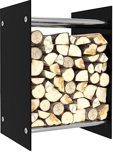 GLJTUO Portalegna Nero 40X35X60 Cm Vetro Colore Articolo-Nero,
