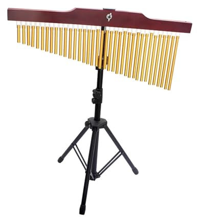 YGLEEULI Wind Chimes 36 Tone Bar Chimes Aluminum Alloy Wooden Bar Chime Wind Chimes Percussion Musical Instrument with Tripod Stand Percussion Stick(Gold)