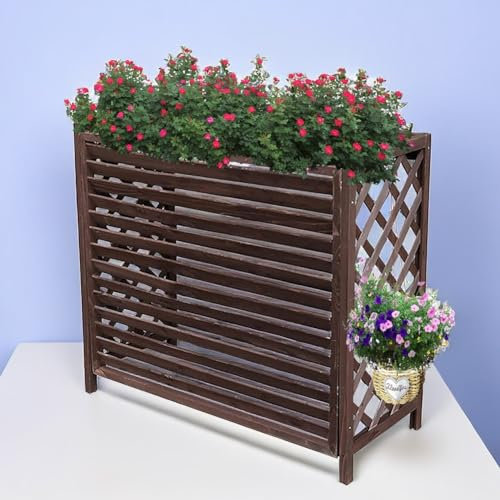 JXIPANUL Soporte de Flores para Unidad Exterior de Aire Acondicionado de Madera para Ocultar la Pantalla de privacidad del Aire Acondicionado para Unidad Exterior (tamaño: Mediano) (L)