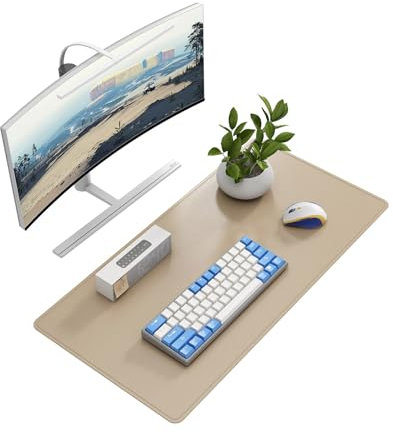 DAWNTREES Schreibtischunterlage,Büro Tischmatte aus Leder,Rutchfeste,Office Groß Mousepad Laptop Schreibunterlage,Geeignet für Büro, Zuhause und Desktop-Einsatz (Beige, 80x40cm)