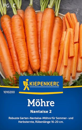 Kiepenkerl Möhrensamen Nantaise 2 1010200 - Robuste Garten- Nantaise Möhren für Sommer- und Herbsternte - Gemüsepflanzen, Saatgut, Samen Gemüse, Karotten
