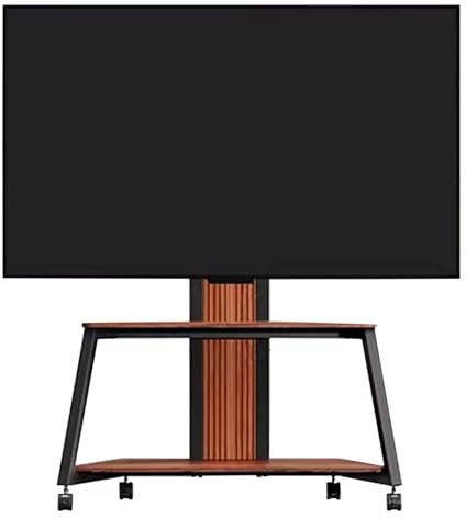 Heavy Duty Mobile TV Stand, Living Room/Office/Bedroom/Kitchen TV Trolley Height Adjustable, for 32-88 Flat Screen Curved TVs, with Double Layer Wooden Tray