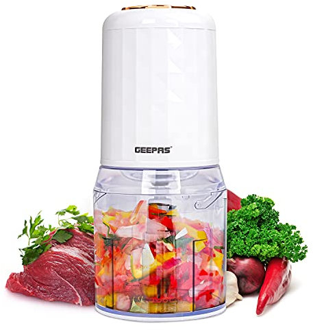Geepas 400W Mini Food Processor | 500ML Food Chopper, 4 Bi-Level Stainless-Steel Double Blades for Blending & Chopping | Perfect for Salads Salsa Pesto Curry Pastes, Vegetable Meat & Onion Chopper