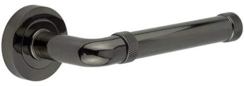 Elegant Black Nickel Door Handle Lever on Rose for Classic Interiors - Interior Handle