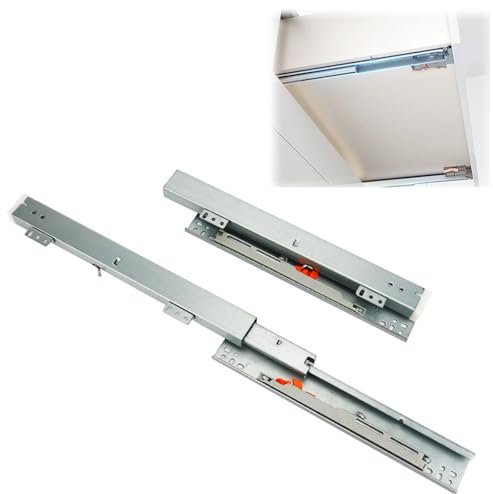 Schubladenschienen Vollauszug, 1 Paar (2 Stück) Unterflurführungen Bodenmontage Schienensystem, Schienen für Schubladen 3-Fach Vollständig Schubladenauszüge (35cm)