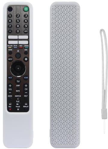 Custodia protettiva in silicone morbido per telecomando per so-ny RMF-TX500/520U/600U/621U telecomandi Antiurto antiscivolo Manicotto protettivo Guscio con texture con cordino (Bianco)
