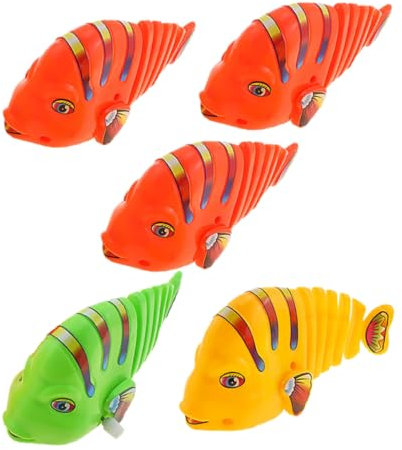 Toyvian 5 Pièces Poisson à Bascule Jouets de Robot Bain pour Bébé Réservoir Robot à Remonter de Poisson Mécanique d'eau Plastique DéVeloppe La Motricité Et Apporte de La Joie
